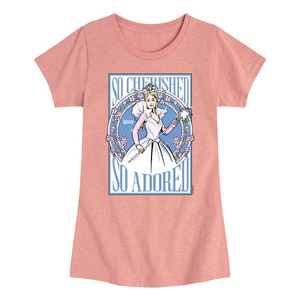 

Футболка с принтом Wicked for Good Glinda So Cherished So Adored для девочек 7-16 лет Licensed Character, Desert Pink