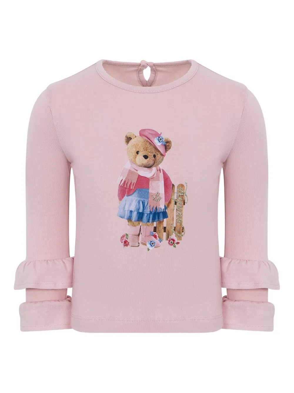 

Топ с оборками и принтом Lapin House, розовый