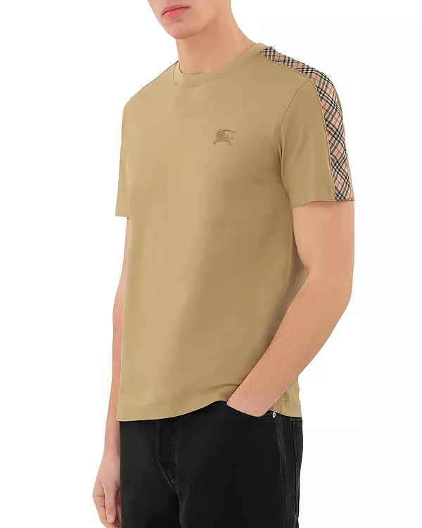 

Хлопковая футболка с клетчатым узором Burberry, бежевый