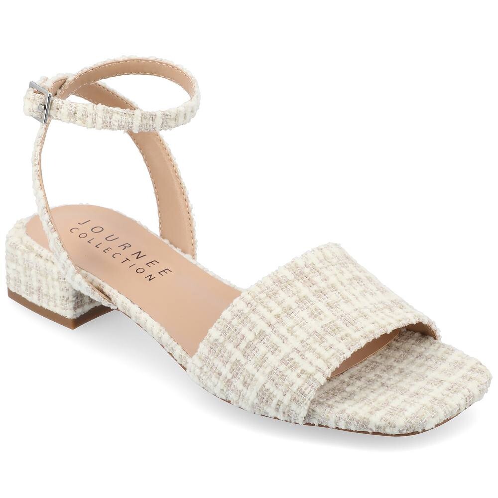 Женские твидовые босоножки Tru Comfort на низком каблуке Journee Collection Adleey Tru Comfort, бежевый