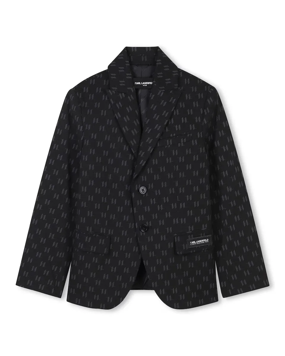 

Блейзер для мальчиков в черном цвете с микропринтом Karl Lagerfeld Kids, чёрный