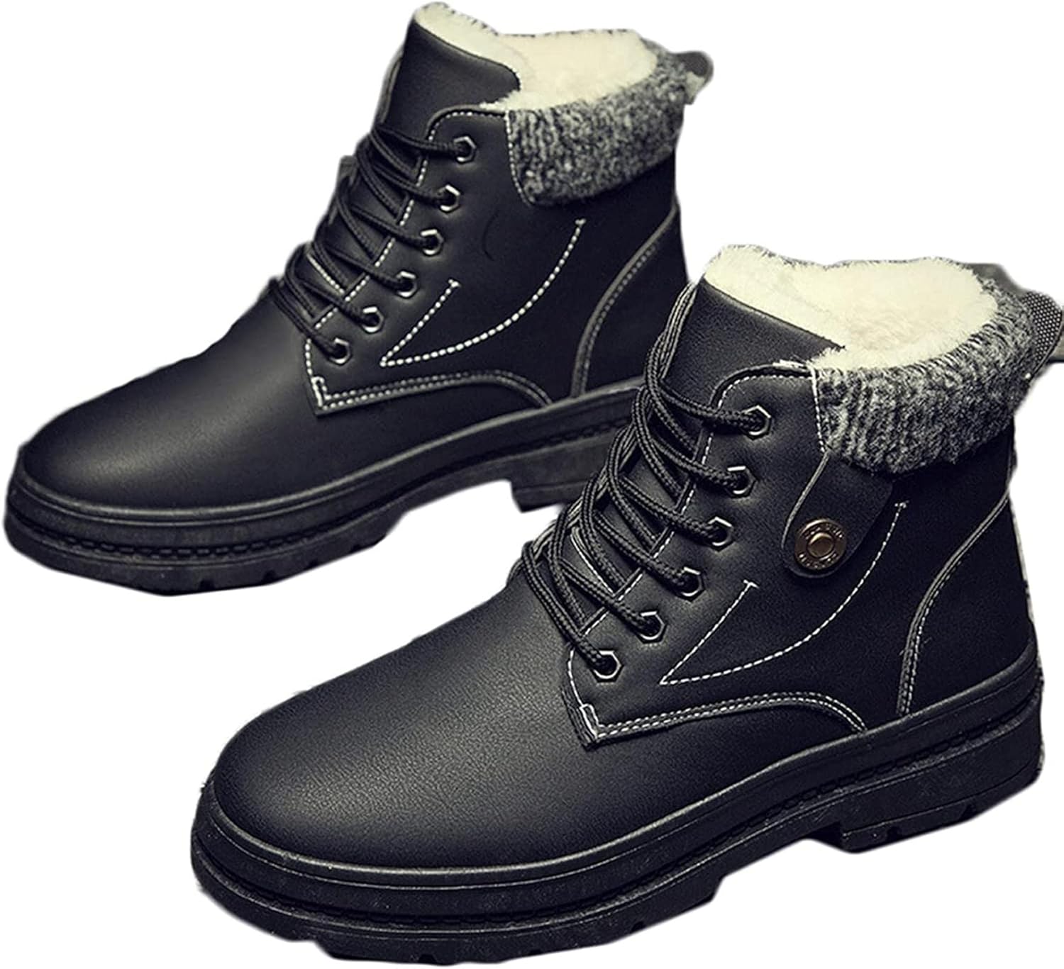 

Мужские высокие зимние ботинки Yiozoi с утеплителем из бархата, шнуровкой, ветронепроницаемые, для улицы, классические повседневные ботинки для ходьбы, черный