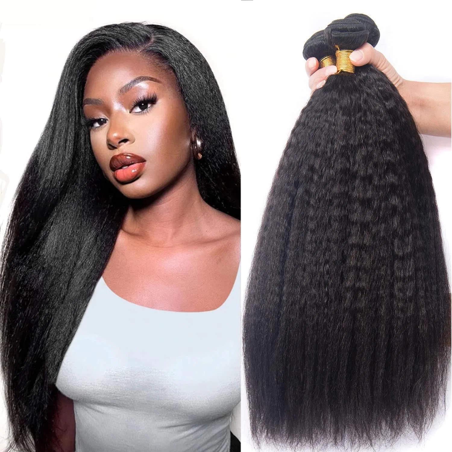 Прямые волосы для наращивания «Kinky Straight» от BLISSHAIR, 3 пучка Blisshair