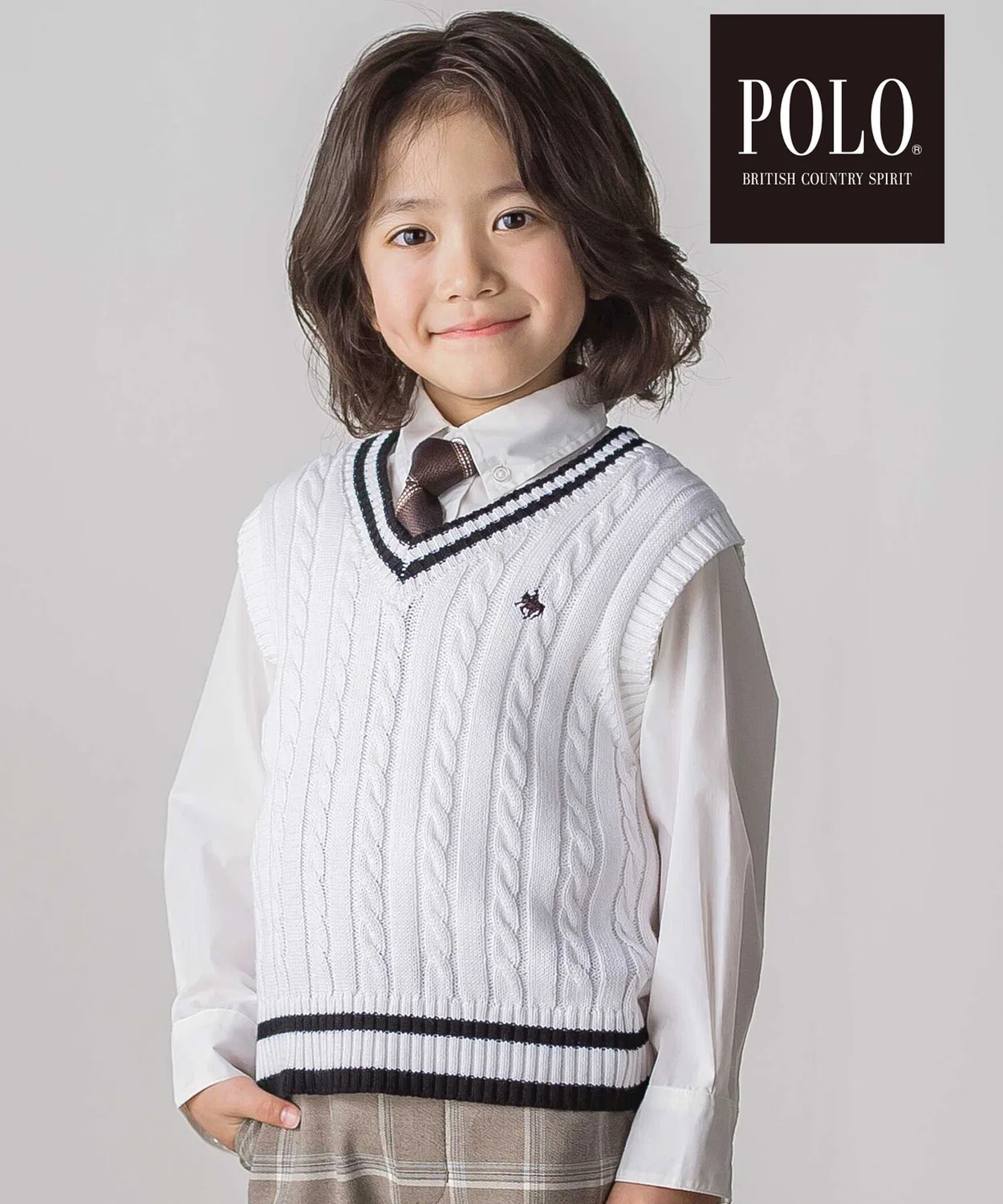 Детский трикотажный жилет POLO BCS × SLAP SLIP, офф-белый