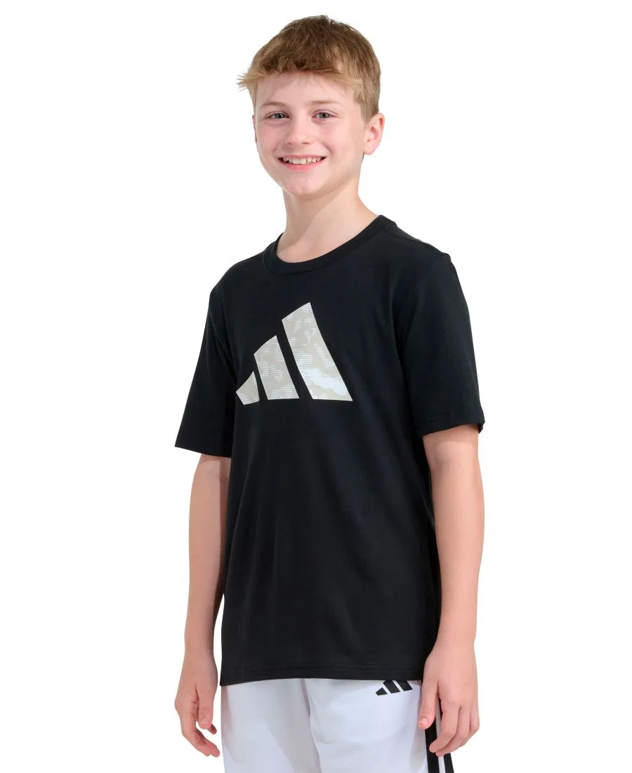 Детская футболка с коротким рукавом, размер 8-20 Adidas, черный — фото 2