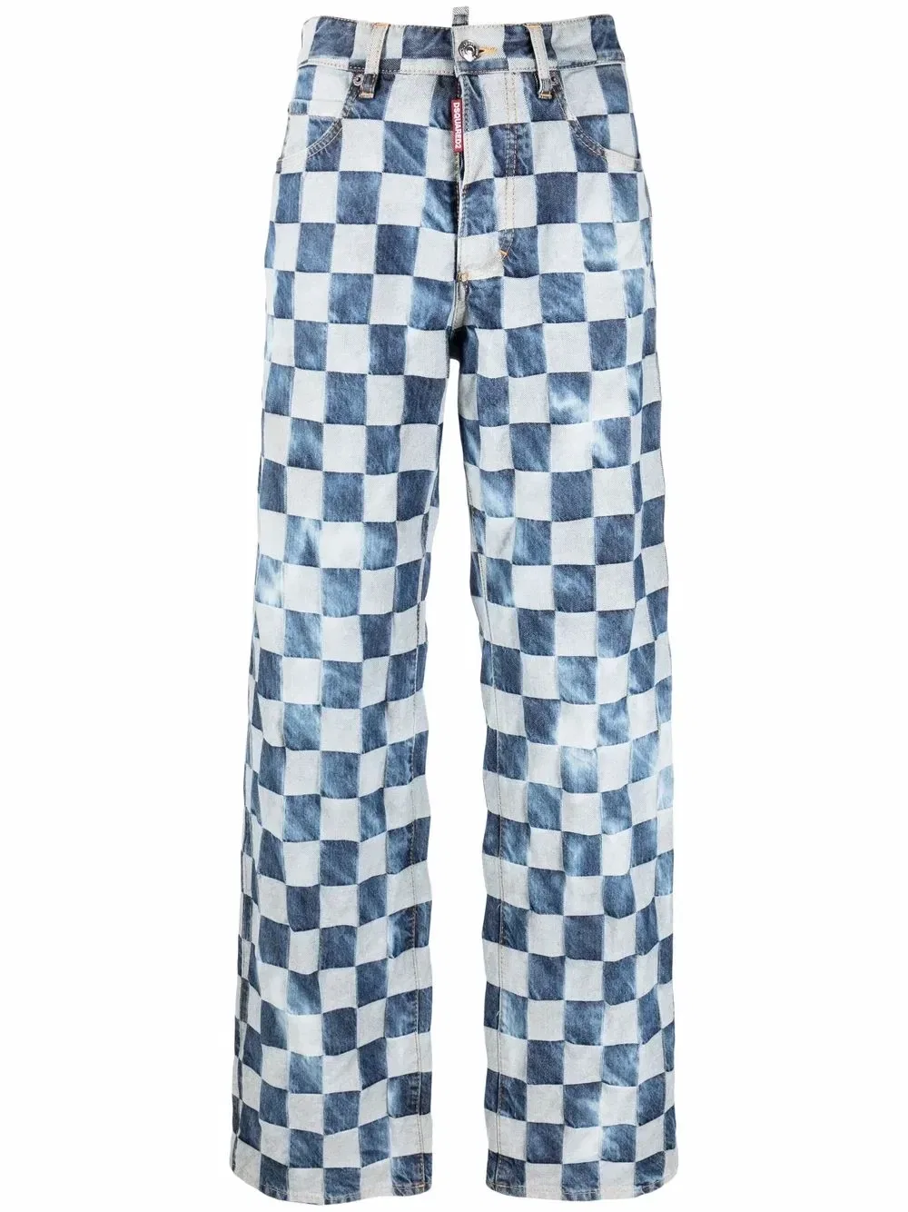 Широкие джинсы в клетку Dsquared2, синий