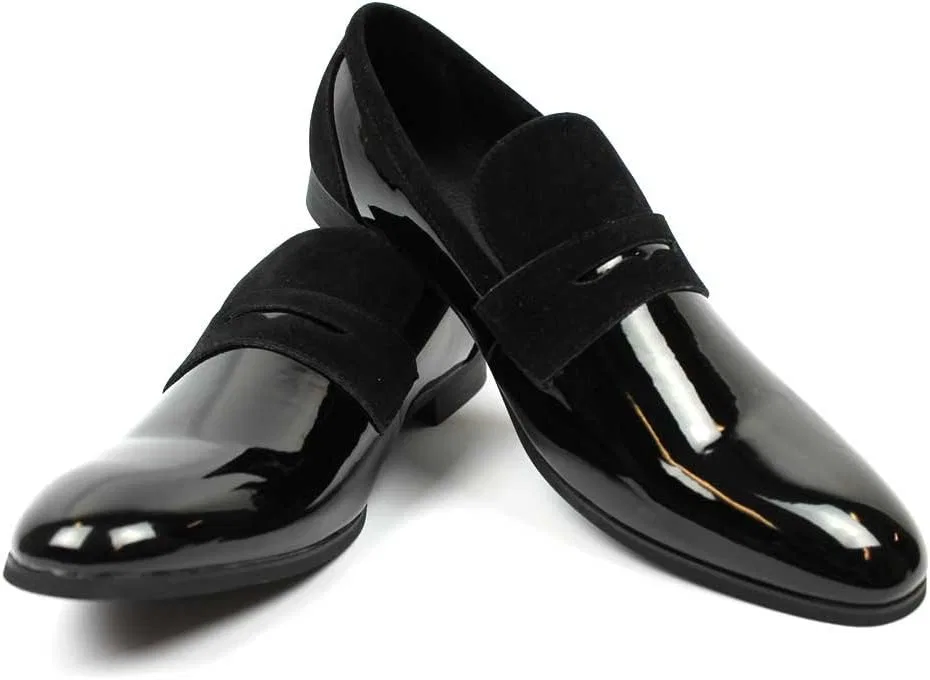 Лоферы из замши и лакированной кожи, Azar, Tuxedo Black, Patent Suede Details AZAR MAN — фото 2