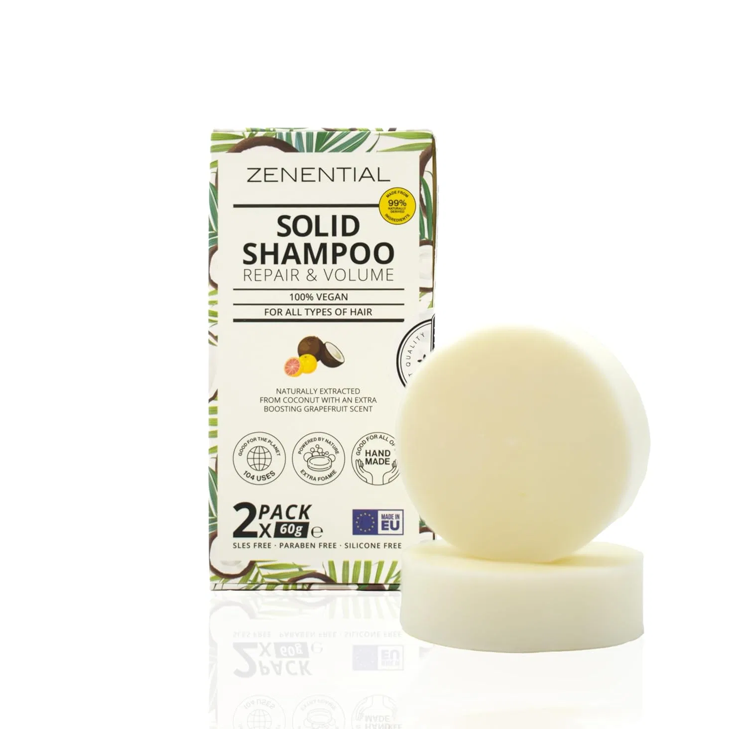 Твердый шампунь Zenential с ароматом грейпфрута, 2 шт. Zenential