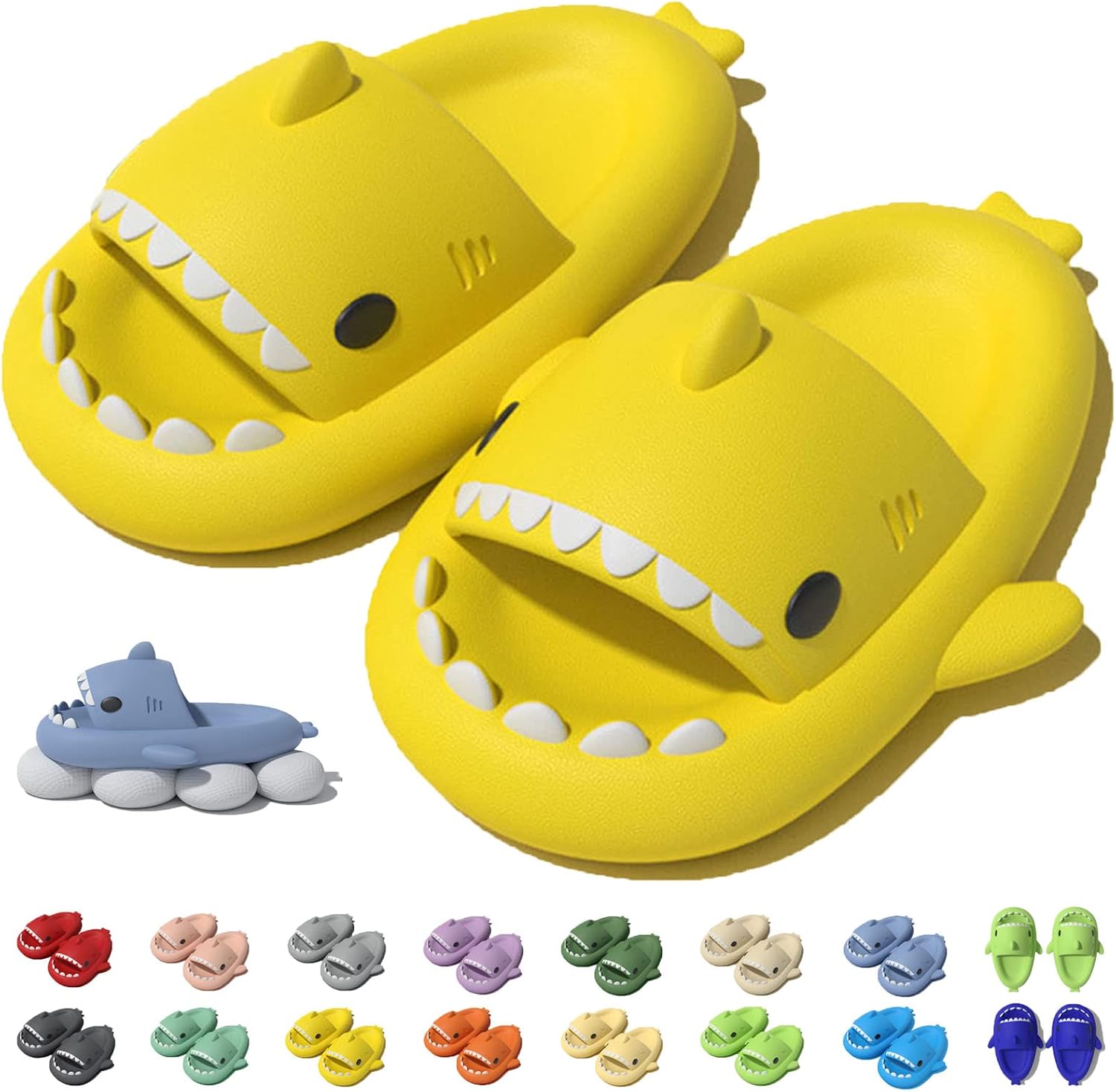 Оригинальные шлепанцы Jfxgjuv Sharky, Нескользящие шлепанцы Shark с подушкой, сандалии для мужчин, женщин и детей, желтый
