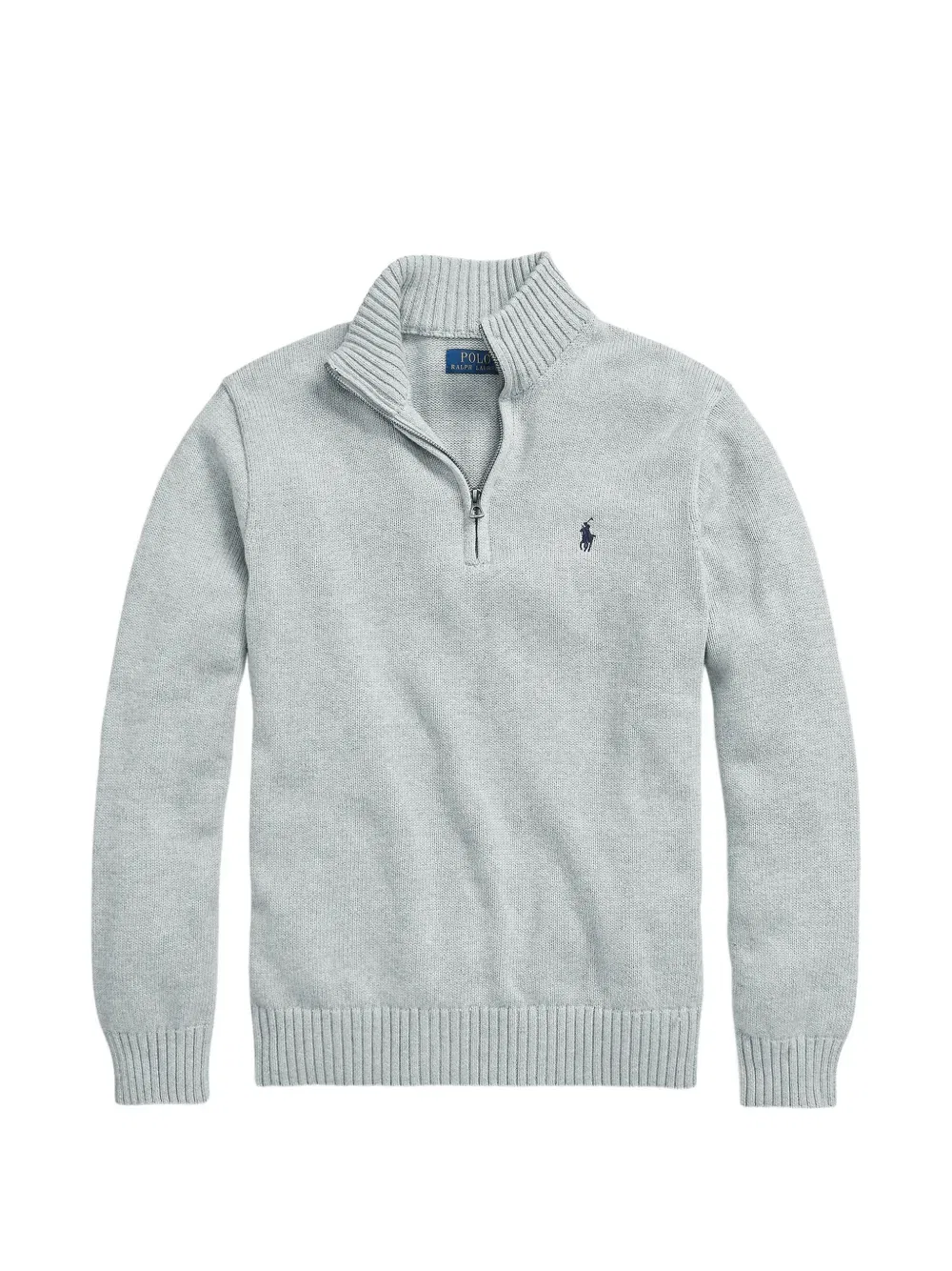 Свитер с вышивкой «пони» и застежкой-молнией на четверть длины Polo Ralph Lauren, серый