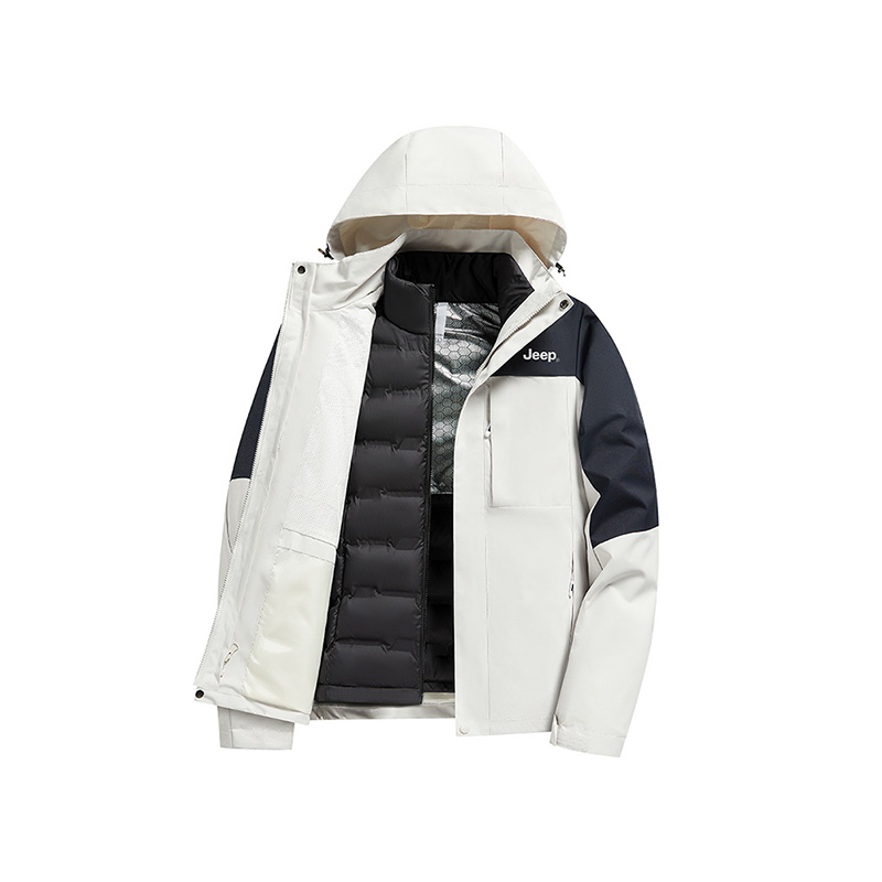 

Jeep Городская куртка для отдыха унисекс, Ivory White (90 Fill Power White Duck Down Liner+Hard Shell Windbreaker Jacket Two-Piece Set)