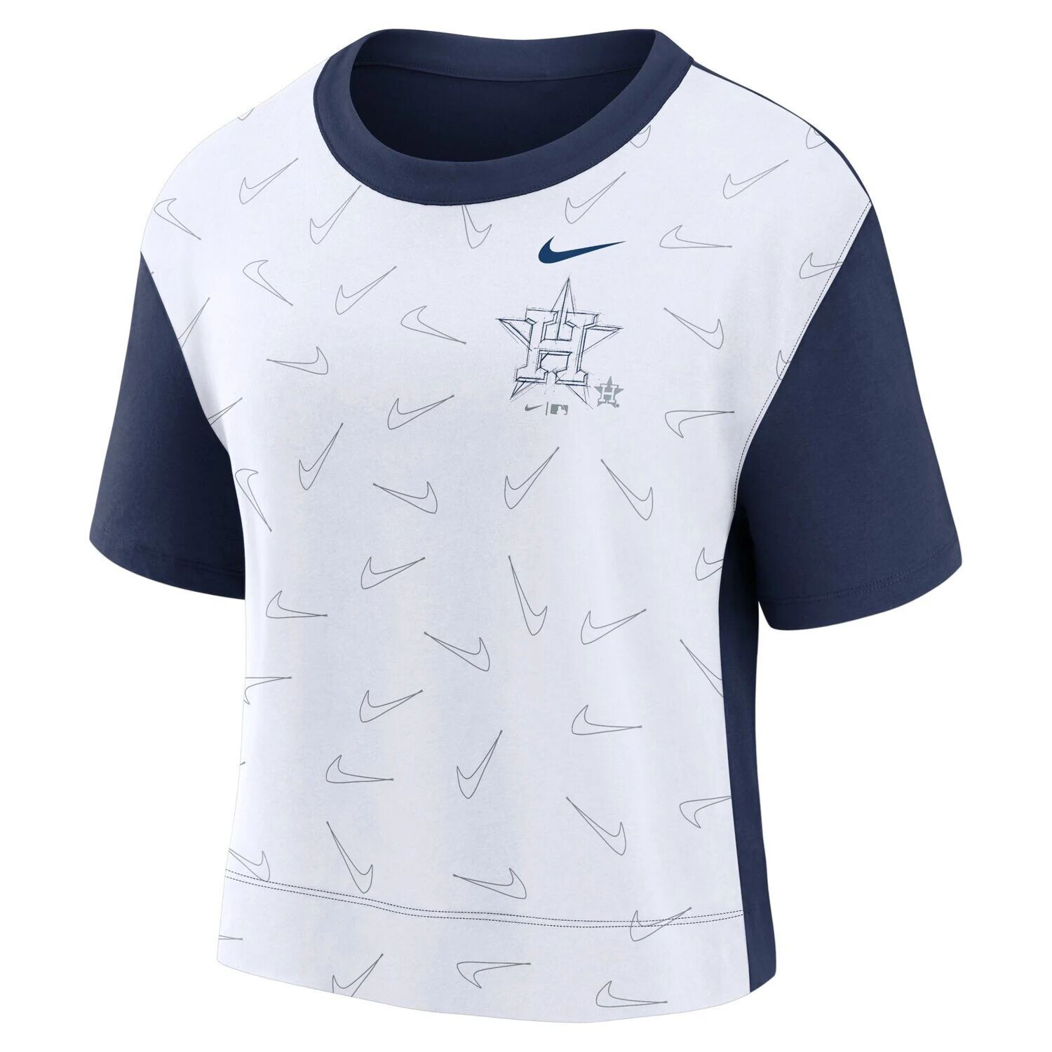 Женская модная футболка с высокими бедрами Nike Houston Astros Line Up темно-синего/белого цвета Nike — фото 2