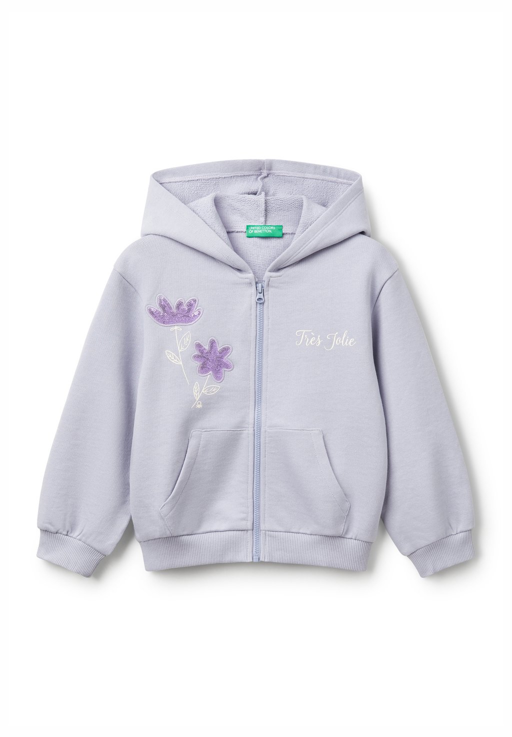 

Толстовка на молнии HOODIE WITH SEQUINS United Colors of Benetton, сиреневый