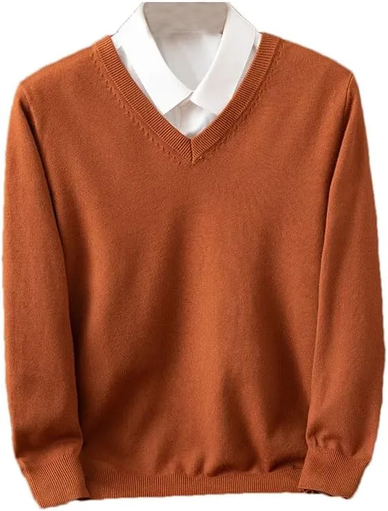 

Мужской вязаный пуловер с v-образным вырезом, свободного кроя