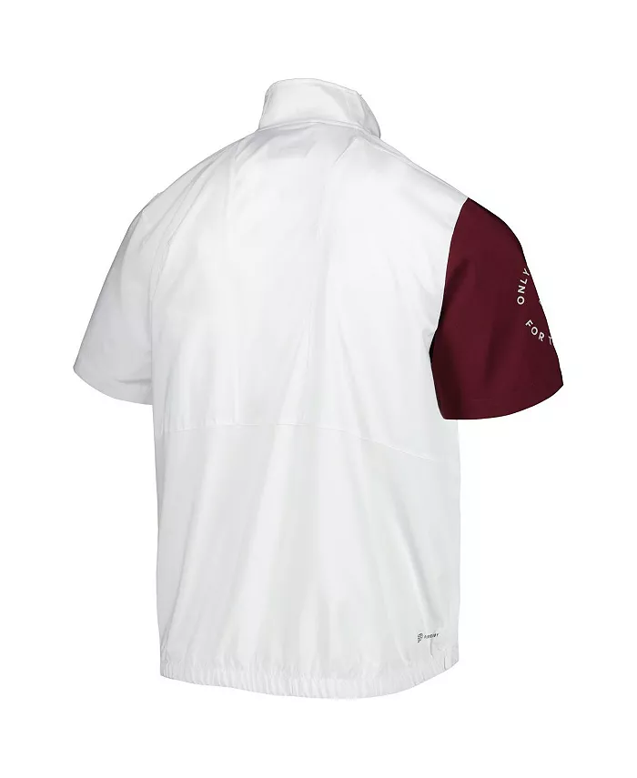 Мужская белая куртка Texas A&M Aggies M STM AEROREADY с молнией на четверть adidas — фото 3