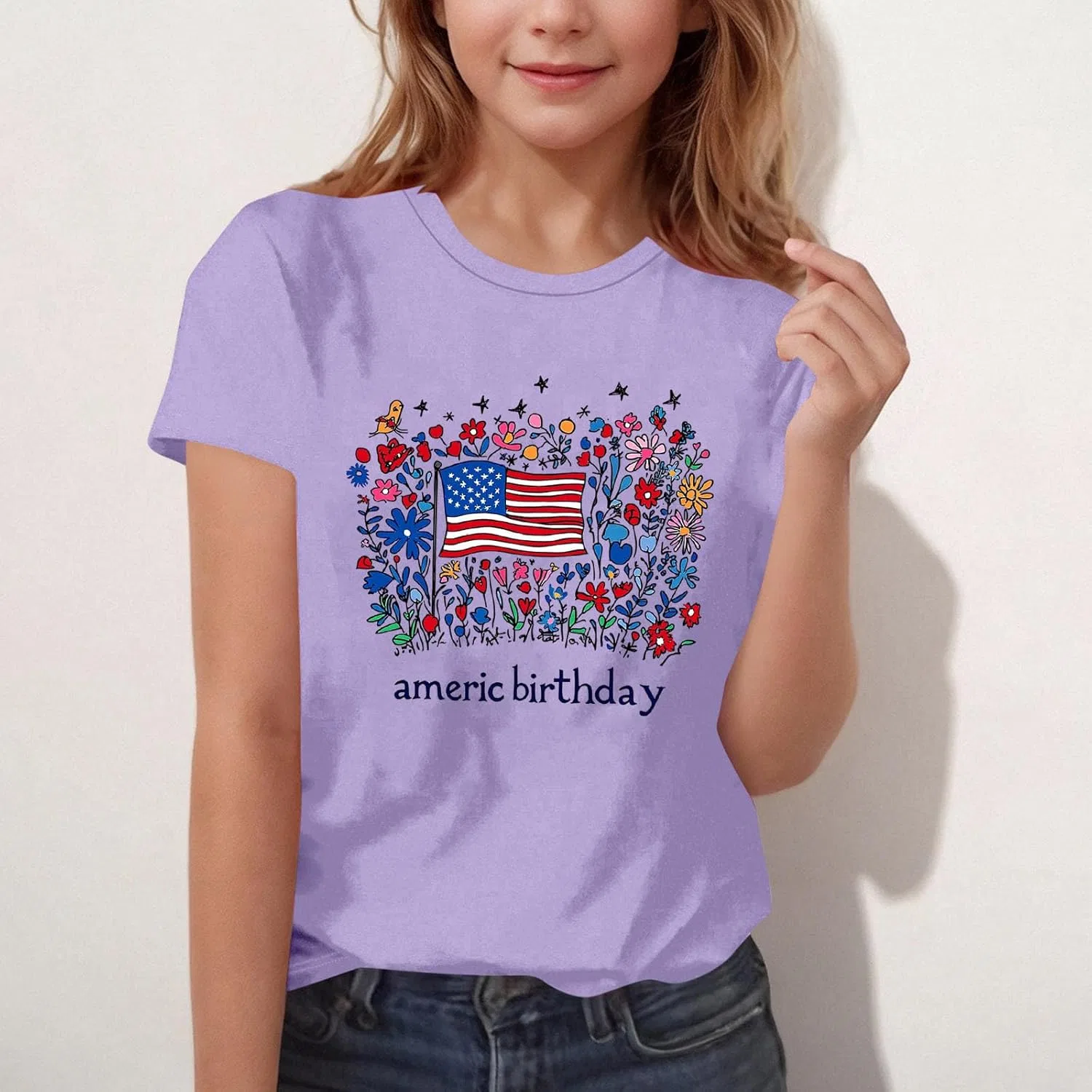 Футболка с коротким рукавом American Flag, Zzalalana, фиолетовый — фото 2