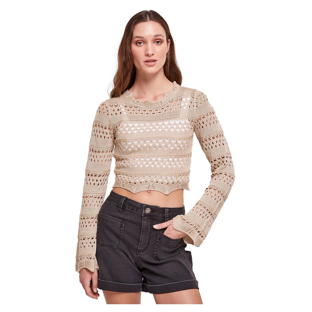 

Топ Urban Classics Crochet Long Sleeve, бежевый