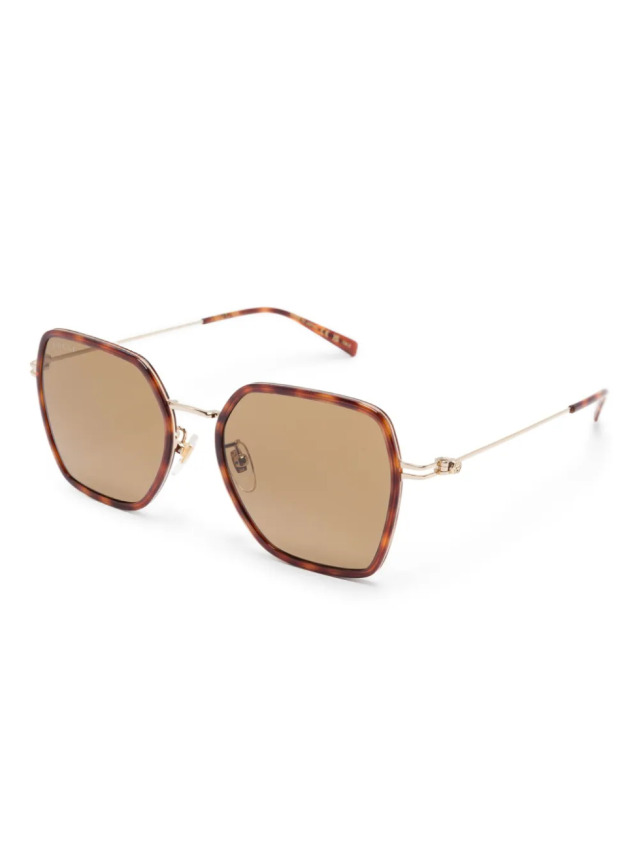 Солнцезащитные очки Gucci Eyewear в черепаховой оправе, золотой — фото 2