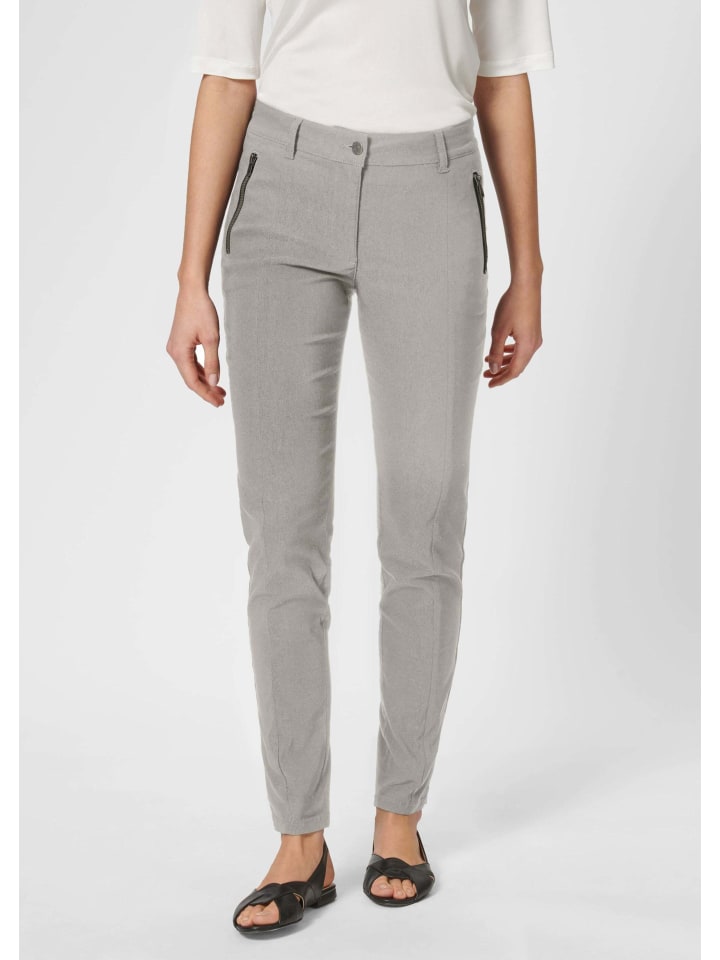 

MADELEINE Узкие брюки с карманами на молнии, бежевого цвета