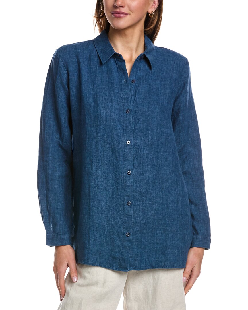 

Классическая льняная рубашка EILEEN FISHER, синий