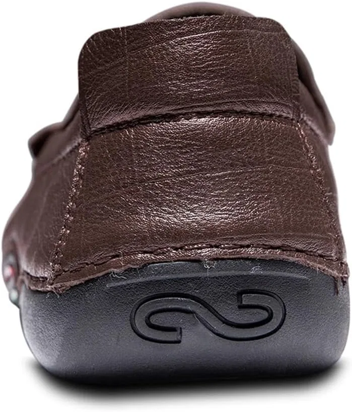 Лоферы кожаные Mens Slip-on Loafers Genuine Leather Round Toe Anti-Slip Flexible Comfortable Fashion Party Shoes, коричневый DHFIRUFSHLO — фото 4