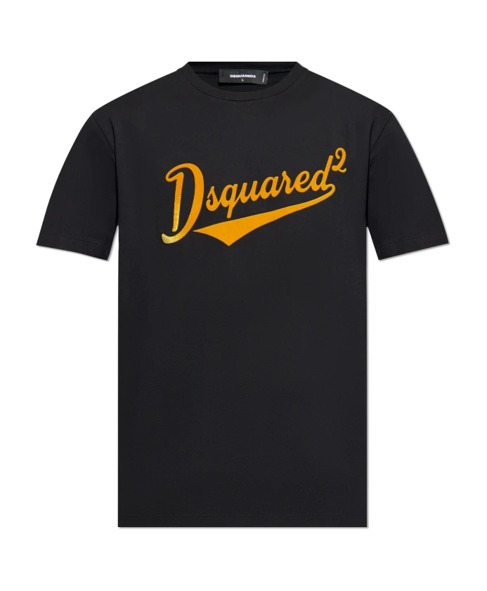 

Футболка с логотипом бархатной отделки Dsquared2, черный