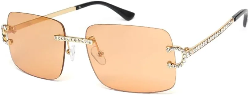 

Солнцезащитные очки без оправы прямоугольной формы для женщин и мужчин, солнцезащитные очки с бриллиантами, ретро-солнцезащитные очки без оправы KTUCN, C9