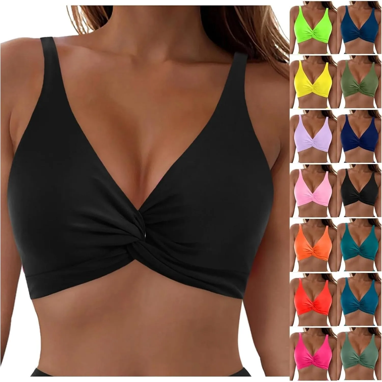 

Женский топ для купальника Aniywn с встроенным бюстгальтером, V-образным вырезом и поддержкой