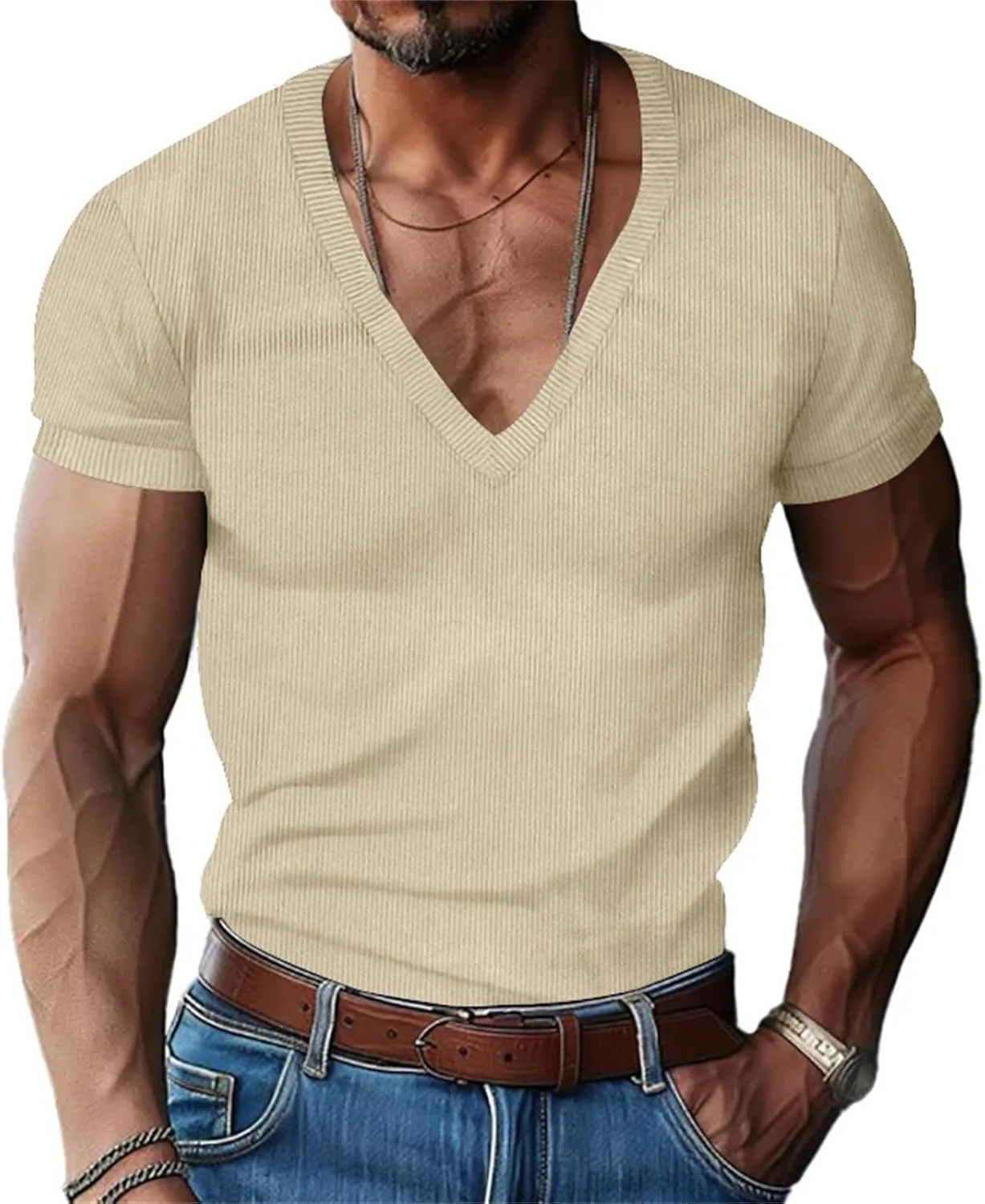 

Мужская футболка с коротким рукавом без воротника Casual Loose Fashion