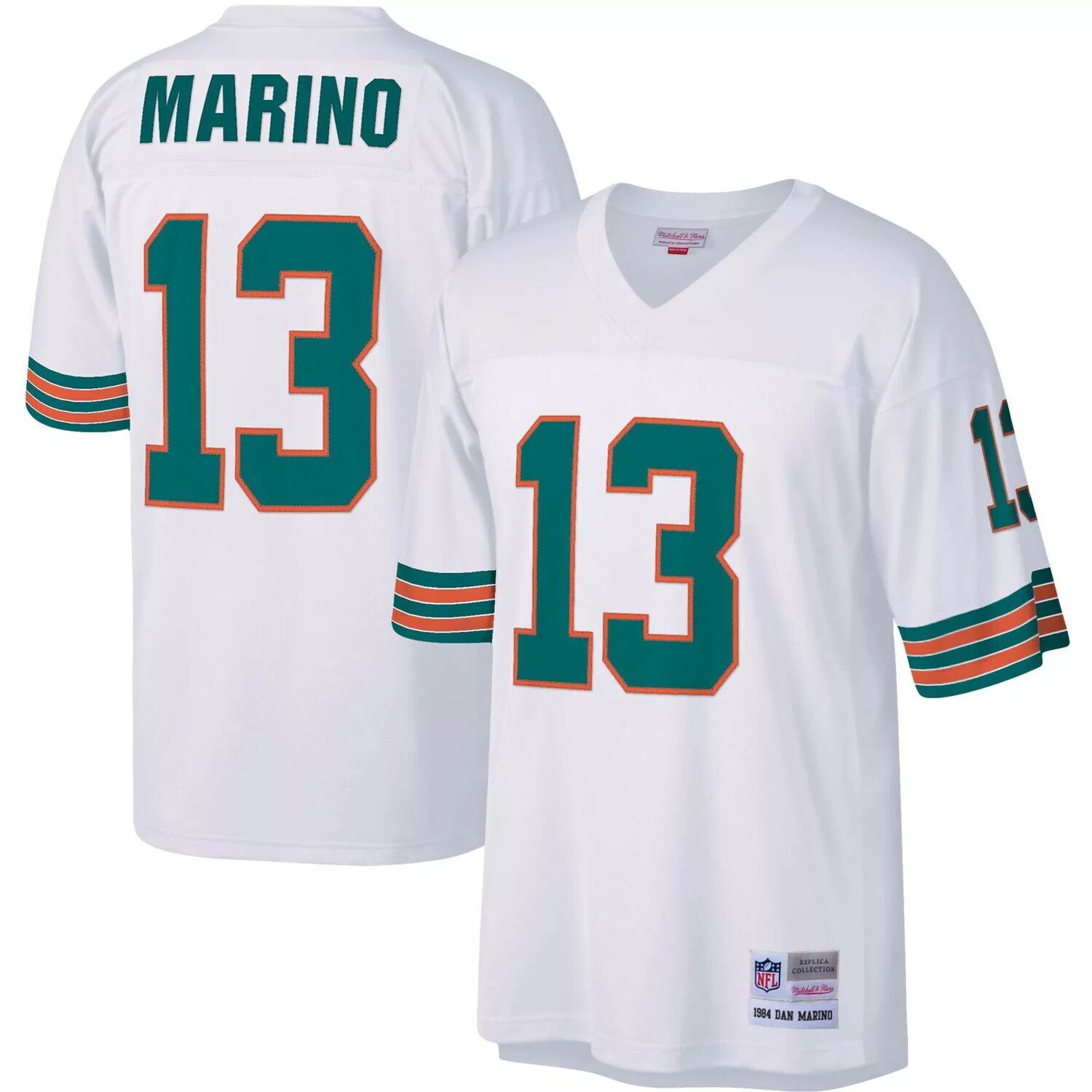 

Мужская футболка Mitchell & Ness Dan Marino White Miami Dolphins Big & Tall 1984, реплика вышедшего на пенсию игрока