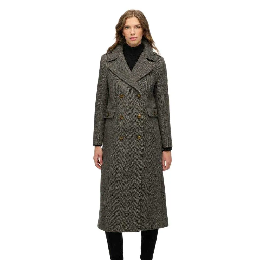 

Двубортное шерстяное пальто Superdry, серый