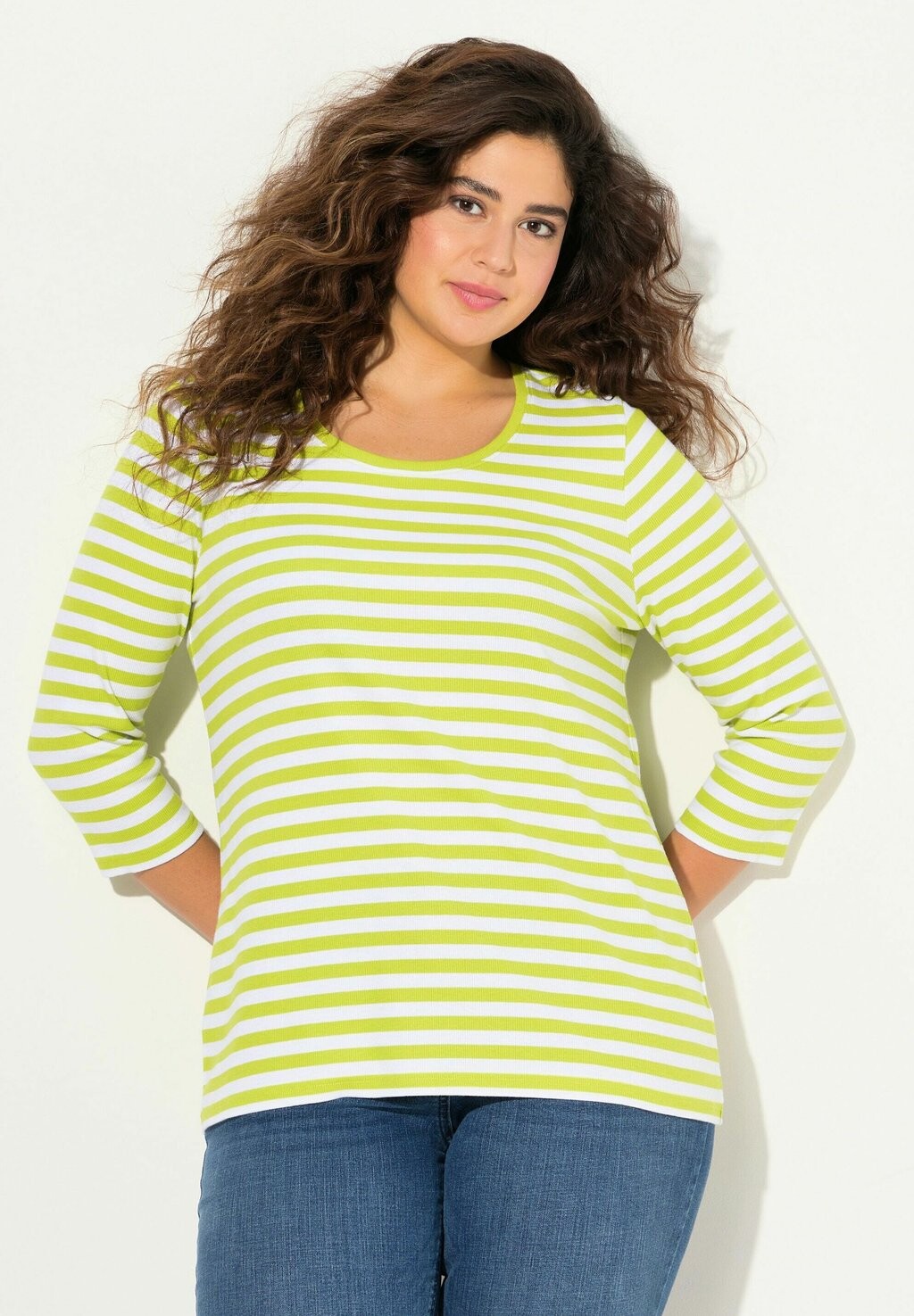 

Топ с длинными рукавами STRIPED 3/4 SLEEVE TEE Ulla Popken, зеленый