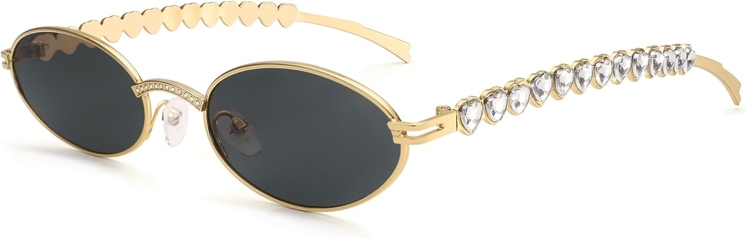 

Солнцезащитные очки Dollger Y2k для женщин, овальные, в стиле ретро 90-х, небольшие, с металлической оправой, золотистые, с защитой от УФ-излучения UV400, C1:gold Frame Grey Lens