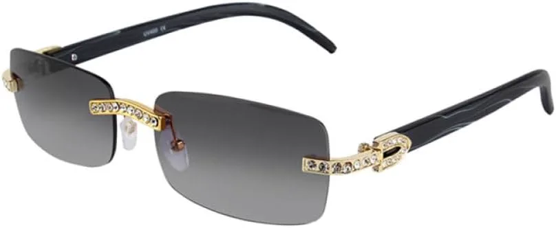 

Винтажные модные солнцезащитные очки без оправы со стразами, популярные очки с бриллиантами и металлическим покрытием, для мужчин и женщин, унисекс MTZJH, One Color