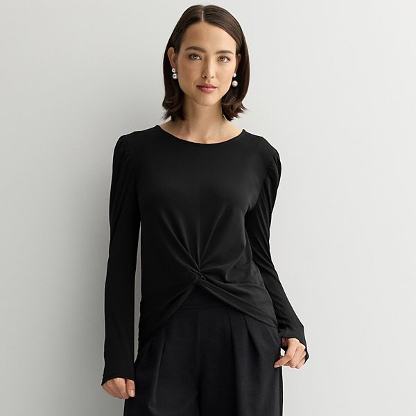 

Женский топ с длинными рукавами и скрученным передом Nine West, Mineral Black