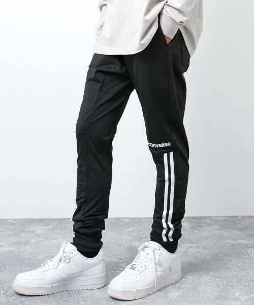 Детские спортивные штаны с начёсом CONVERSE с лампасами чёрные