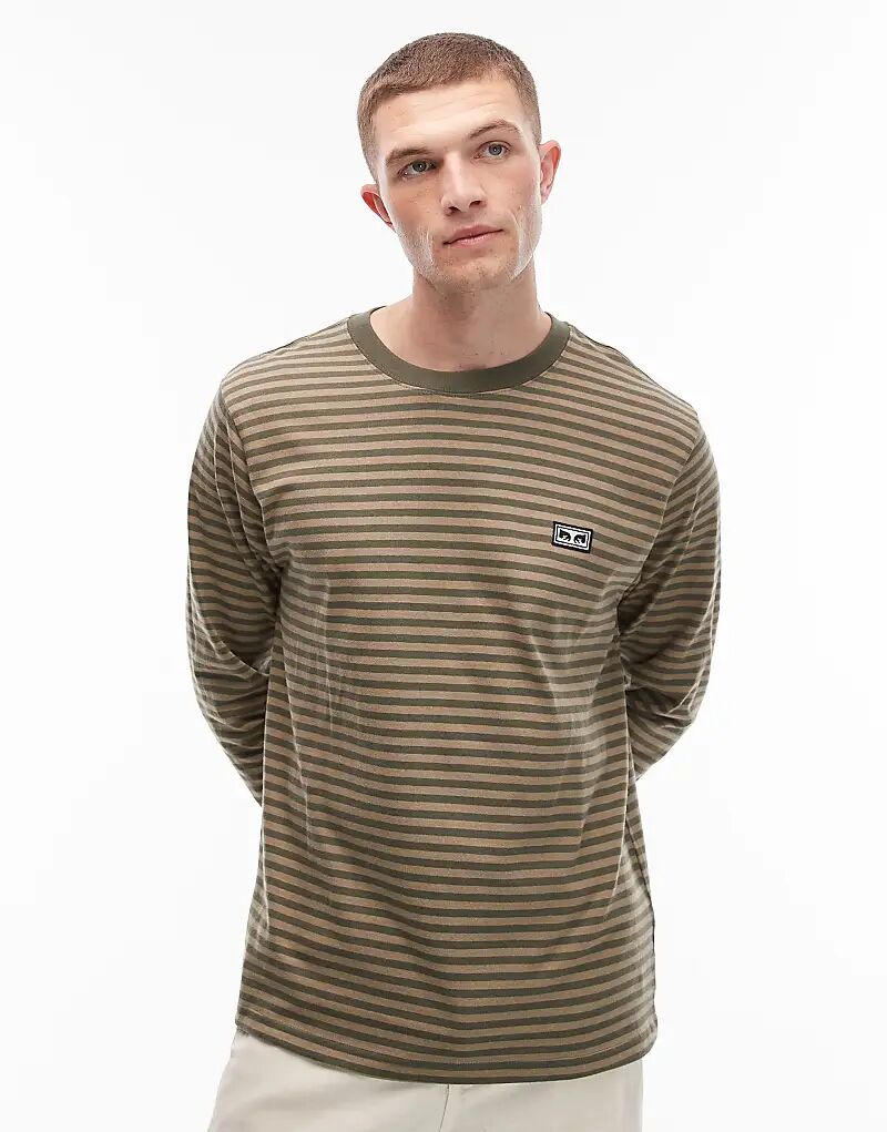 

Футболка с длинными рукавами в полоску от Obey Established Works Eyes коричневого цвета