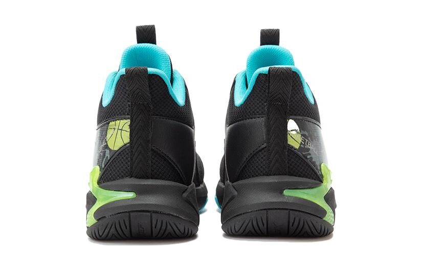 Детские баскетбольные кроссовки GS Mid-top черные/зеленые/синие Xtep — фото 3
