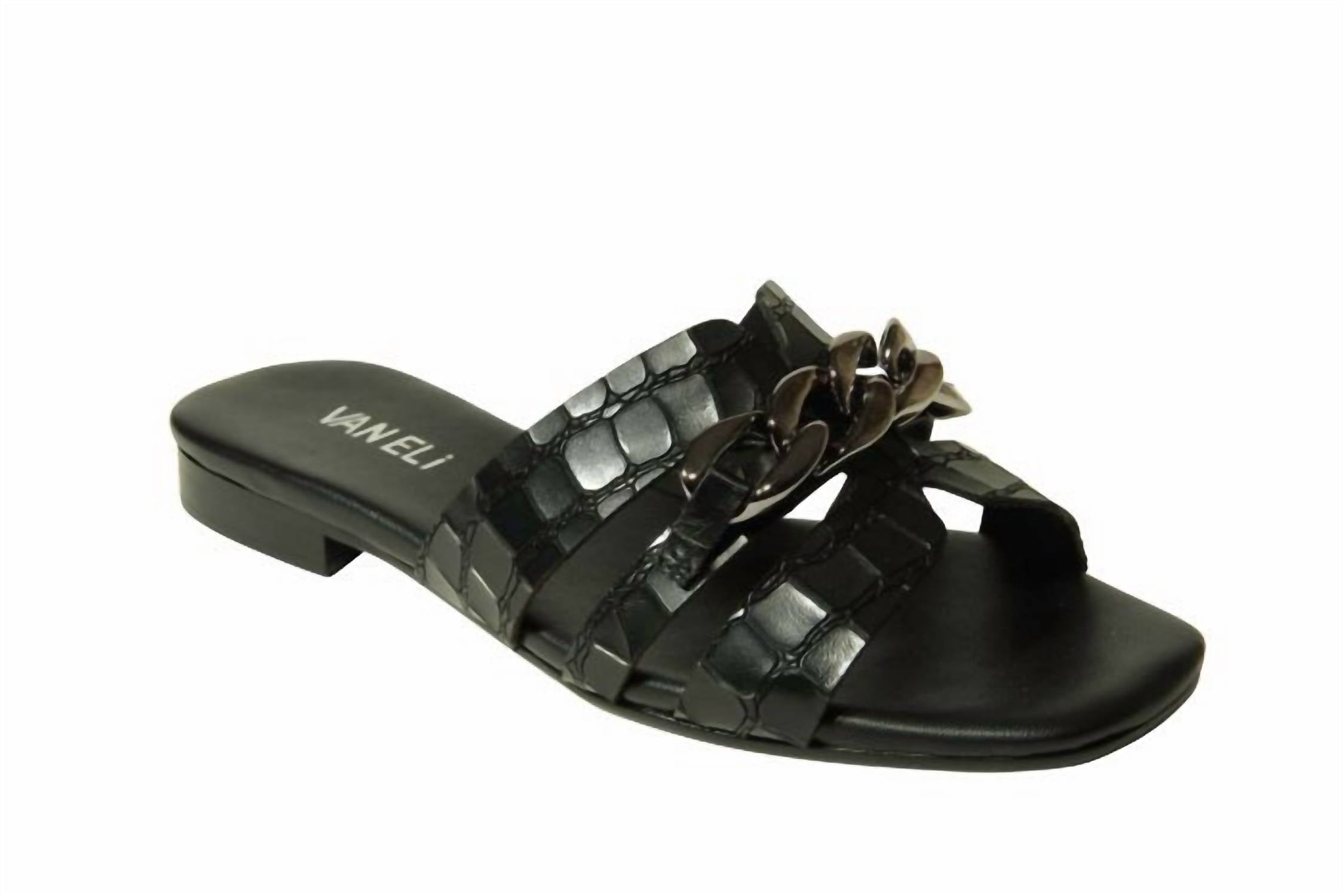 Женские сандалии Errita Flat Sandal из черной крокодиловой кожи VANELi