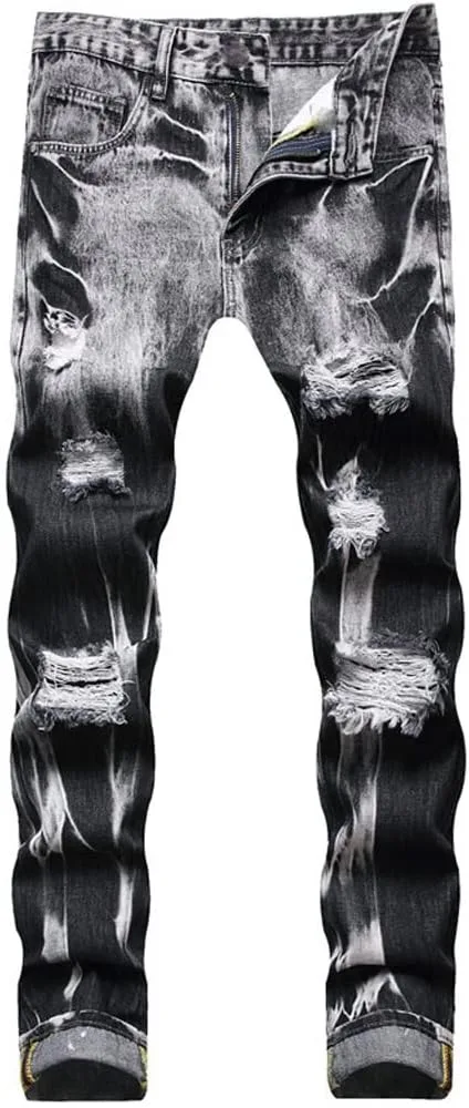 

Мужские джинсы с прорезями в стиле tie and dye SIDUFHAOPKLL