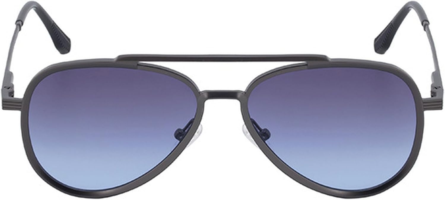 

Винтажные овальные металлические панк-солнцезащитные очки для мужчин 2025 года, роскошные солнцезащитные очки для вождения с двойным лучом, ретро-очки-пилот для мужчин mincl, Gray Blue