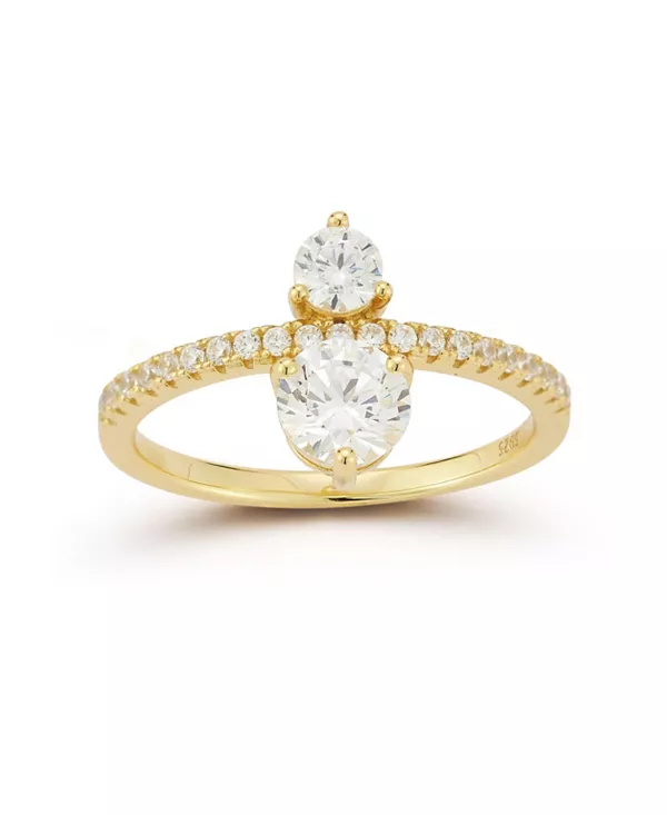 

Кольцо из стерлингового серебра с 14-каратным золотом и двумя камнями Rachel Zoe, gold