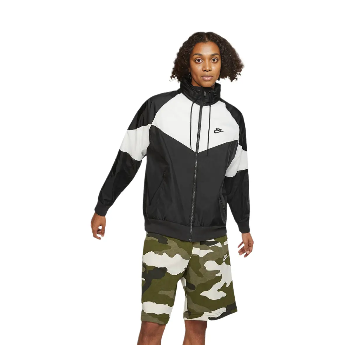 Nike Куртка мужская Black White Stand Collar Moderate Others — фото 4