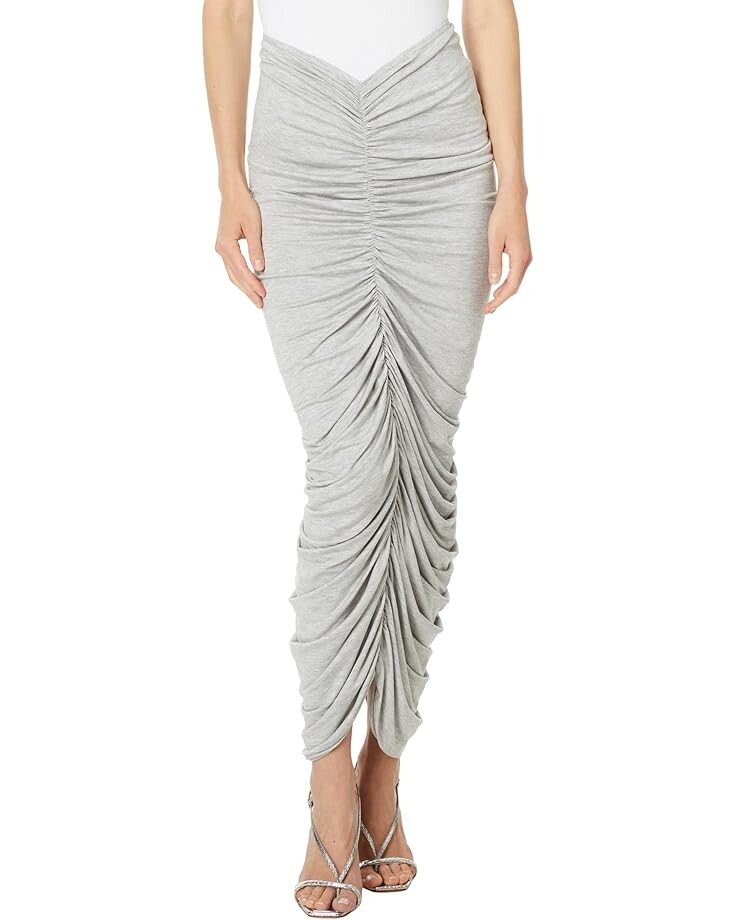 

Юбка Norma Kamali Shirred Long Skirt, цвет Light Grey