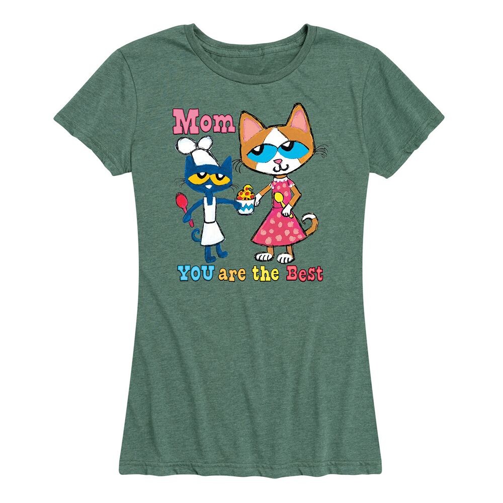 

Женская футболка с рисунком Pete the Cat The Best Mom Licensed Character, цвет Heather Green