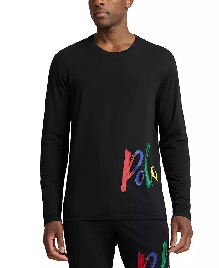 

Мужская пижамная рубашка с длинными рукавами и круглым вырезом Polo Ralph Lauren, черный