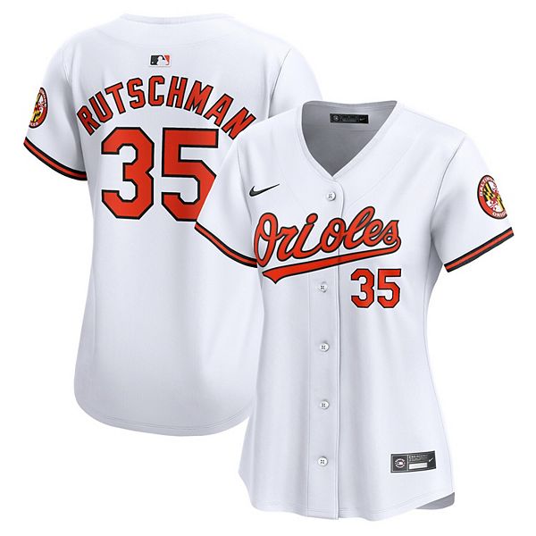 

Женская белая домашняя лимитированная футболка игрока Baltimore Orioles Adley Rutschman Nike, Белый, Женская белая домашняя лимитированная футболка игрока Baltimore Orioles Adley Rutschman Nike