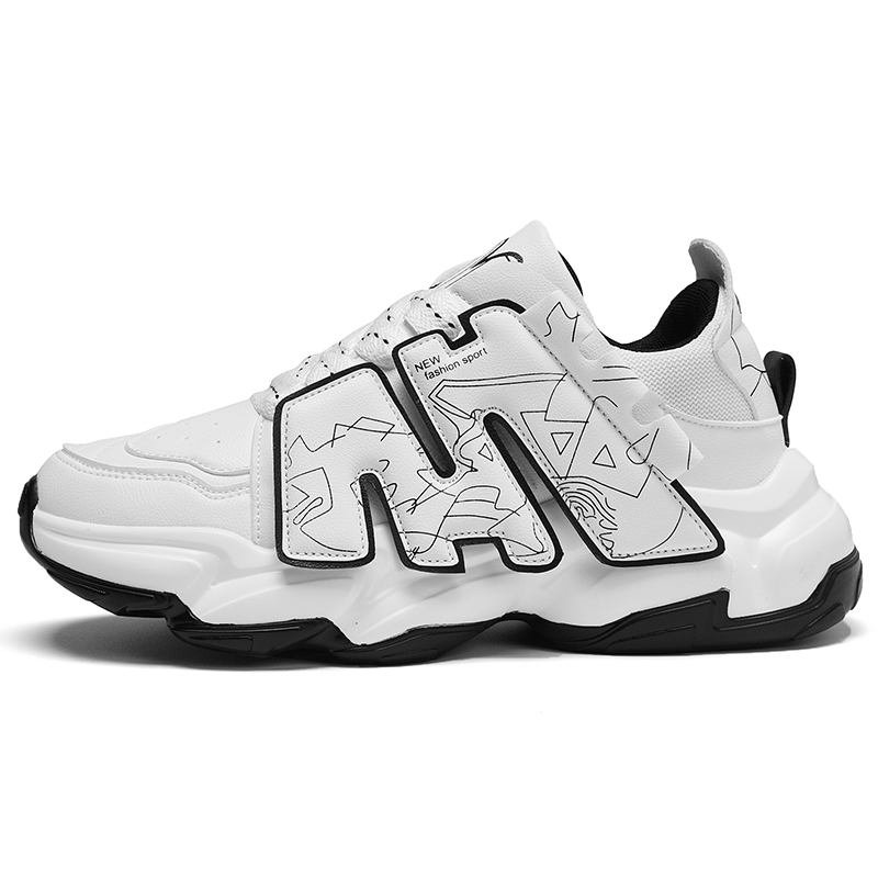 

Износостойкие, дышащие низкие массивные кроссовки унисекс Bide·Pan, белый черный