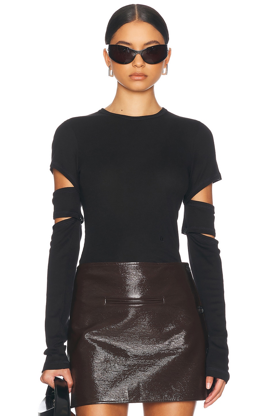 

Топ с длинными рукавами и вырезами Helmut Lang, черный