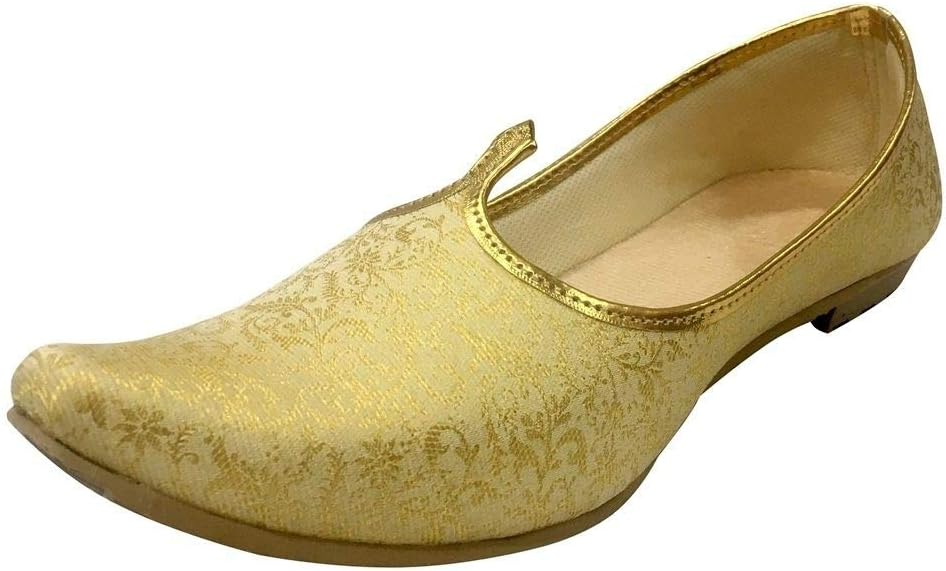 

Мужские пенджабские джутти с открытой задней частью. Традиционная этническая индийская обувь ручной работы. Удобные и стильные мюли без шнурков, идеально подходят для свадеб и повседневной носки Step n Style, кремовый